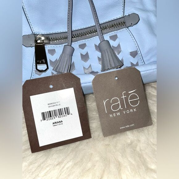 Rafe New York Ariana Leather Drawstring Handbag Blue Gray - Picture 10 of 10